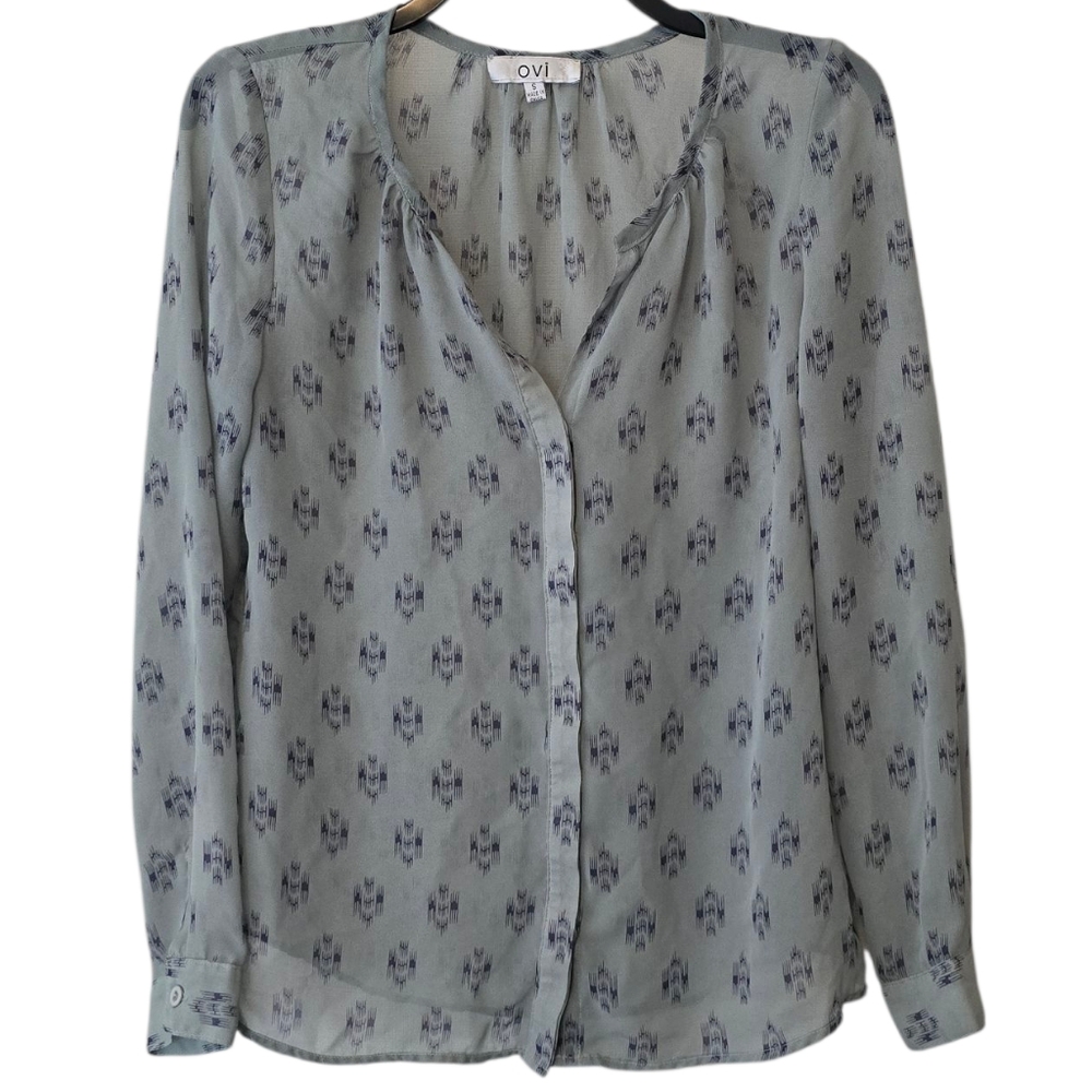 3/$15 Ovi Sheer Abstract Print Blouse Size Small